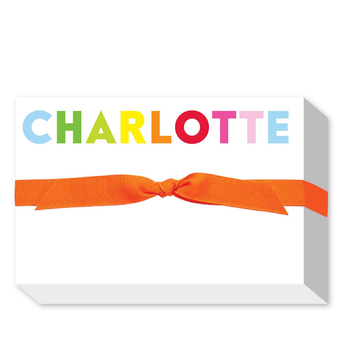 RAINBOW BIG & BOLD CUSTOM NOTEPAD: NAVY RAINBOW KELLY RIBBON
