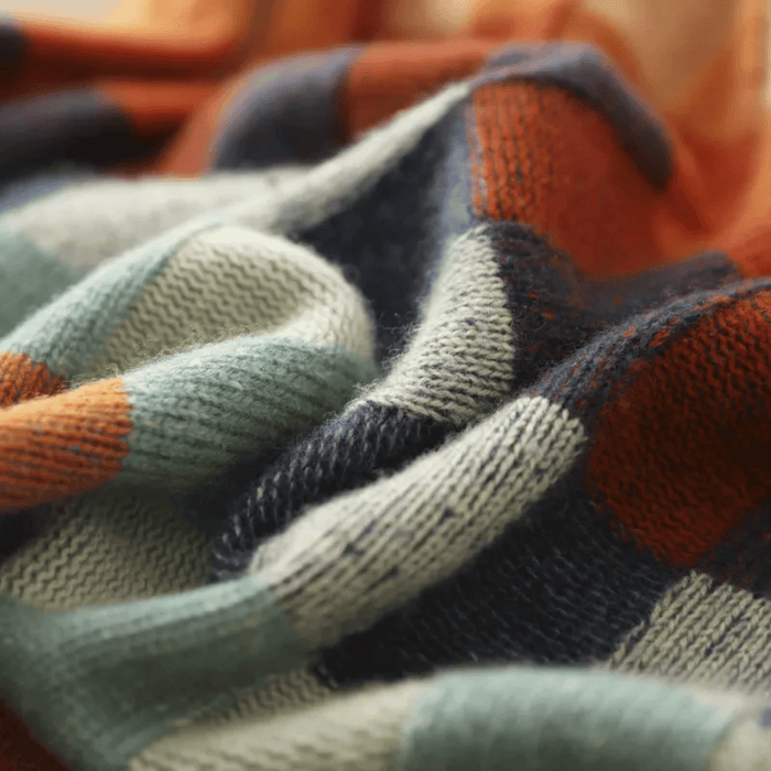 Ravelyn | Women's Cashmere Patchwork Turtleneck Sweater
