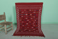 Red Moroccan Handwoven Kilim Rug 3.1x4.6 FT | Unique Artisan Design - Handwoven Kilim