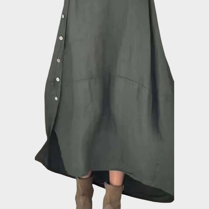 Relaxed Button‑Detail Maxi Dress
