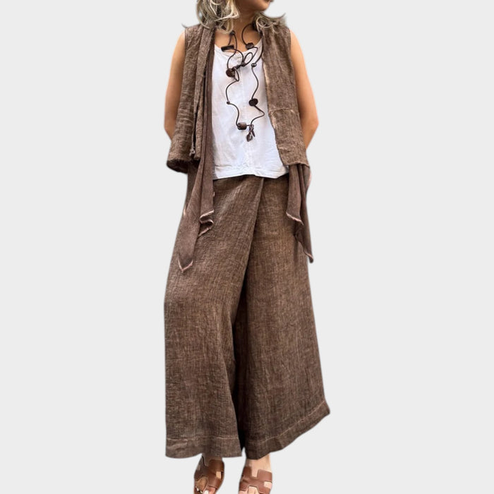 Relaxed Linen Wide-Leg Trousers