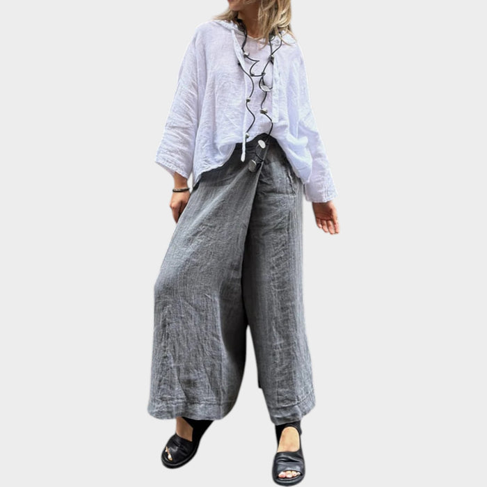 Relaxed Linen Wide-Leg Trousers