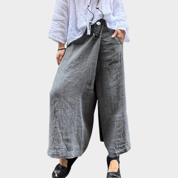 Relaxed Linen Wide-Leg Trousers