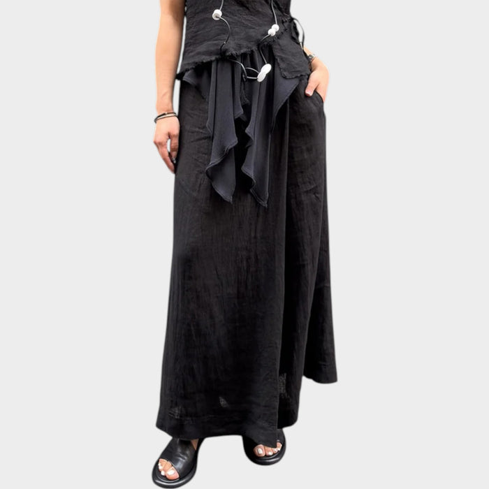Relaxed Linen Wide-Leg Trousers