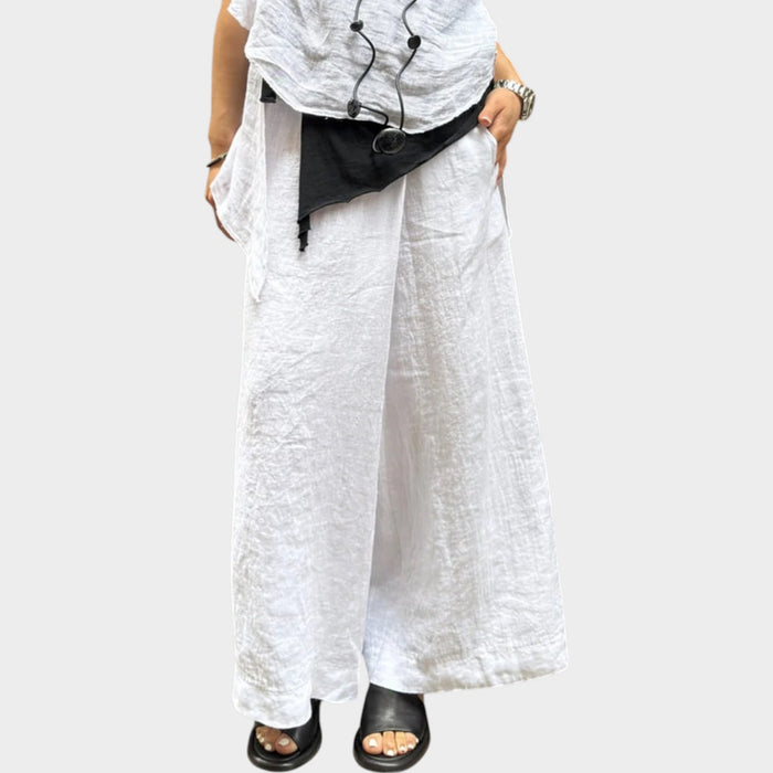 Relaxed Linen Wide-Leg Trousers