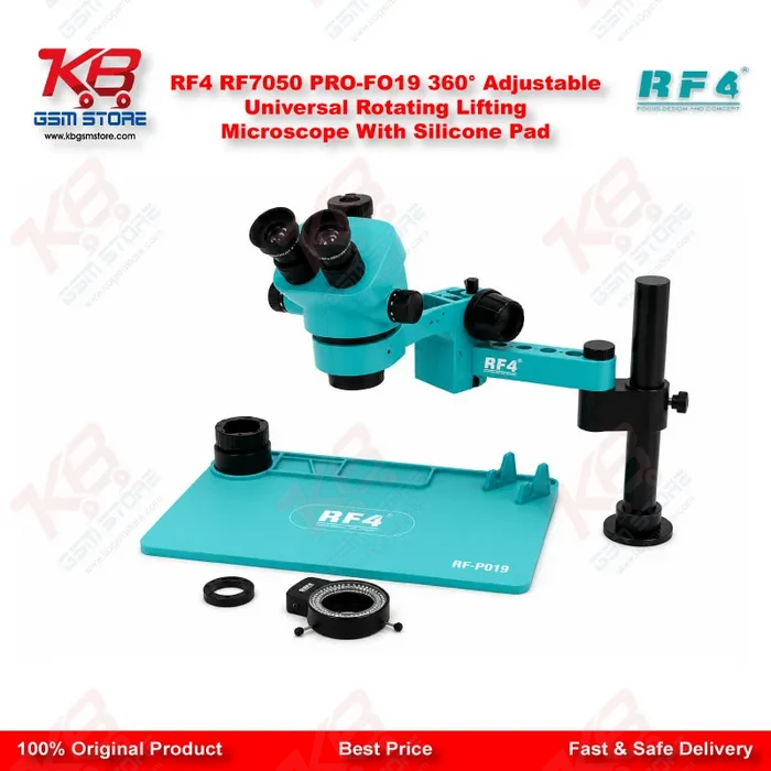 RF4 RF7050 PRO-FO19 360° Adjustable Universal Rotating Lifting Microscope With Silicone Pad