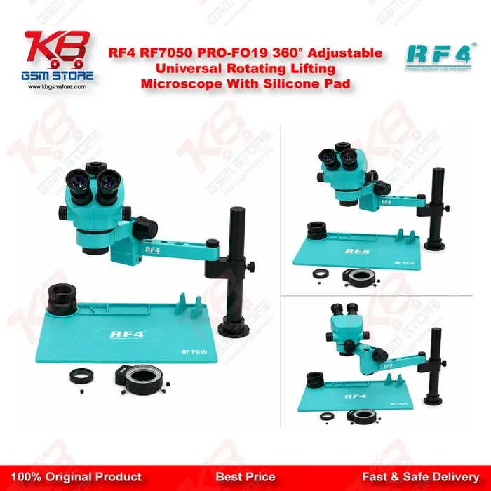 RF4 RF7050 PRO-FO19 360° Adjustable Universal Rotating Lifting Microscope With Silicone Pad