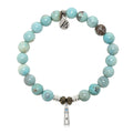 Robins Egg Agate Gemstone Bracelet with Lighthouse Sterling Silver Charm