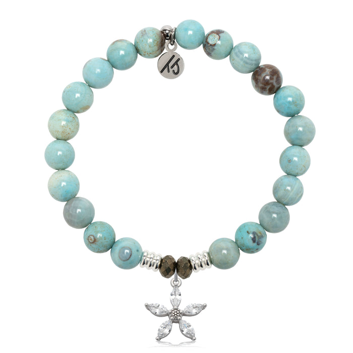 Robins Egg Agate Gemstone Bracelet with Renewal Sterling Silver Charm
