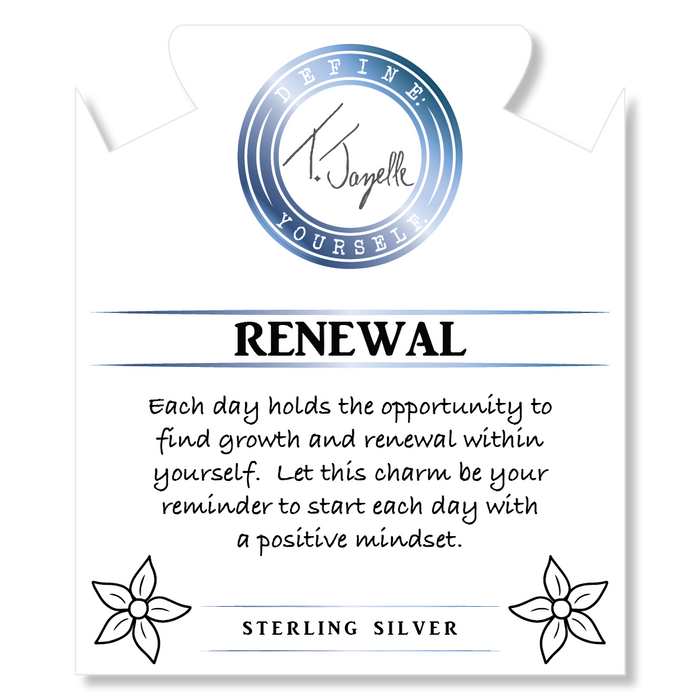 Robins Egg Agate Gemstone Bracelet with Renewal Sterling Silver Charm