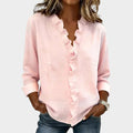 Ruffled V‑Neck Casual Blouse
