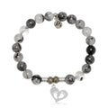 Rutilated Quartz Gemstone Bracelet with Baby Feet Sterling Silver Charm