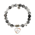 Rutilated Quartz Gemstone Bracelet with Heart Sister Sterling Silver Charm