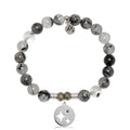 Rutilated Quartz Gemstone Bracelet with Mother Son Sterling Silver Charm