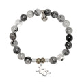 Rutilated Quartz Gemstone Bracelet with XO Sterling Silver Charm