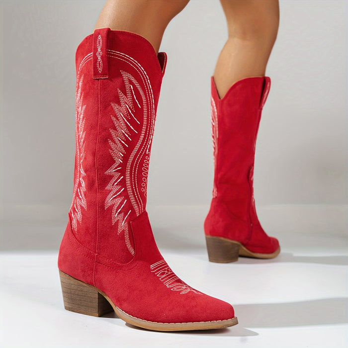 Savannah | Women Western Cowboy Boots Embroidered Block Heel