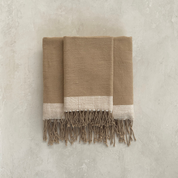 Savu Towel, Brown with Beige Edge - Hand Woven