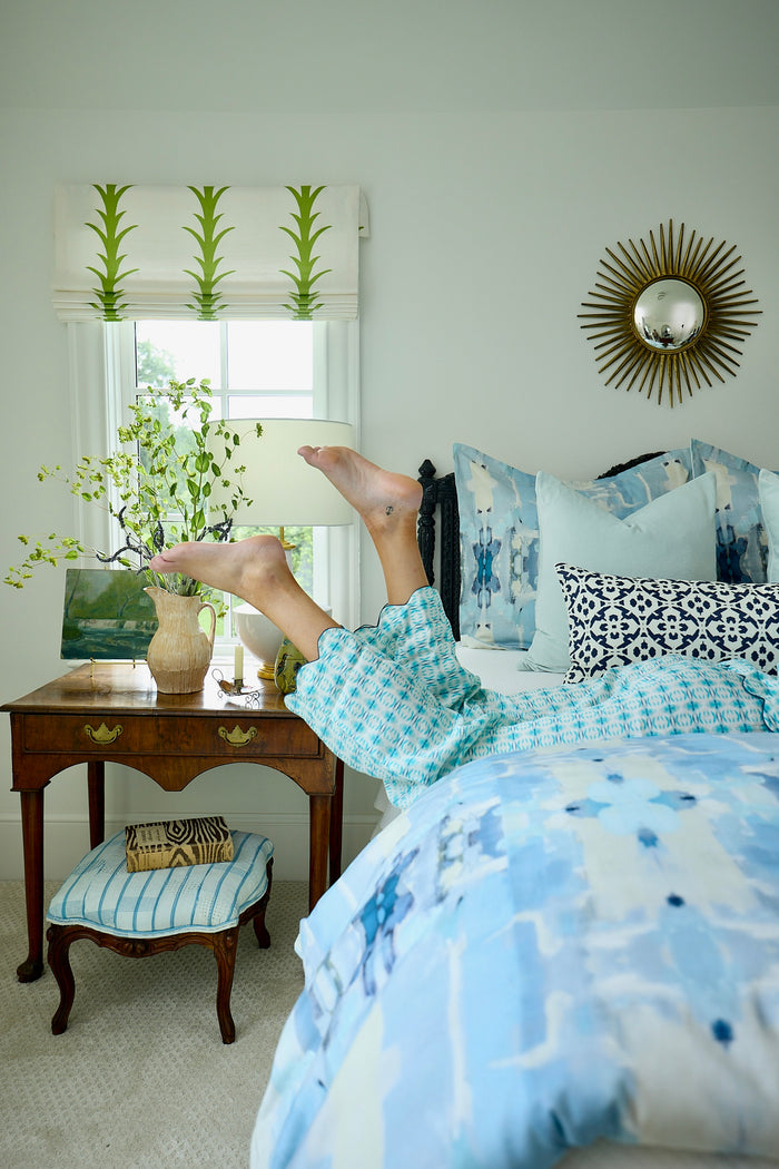Scalloped Pajama Set Long - Cameron Blue