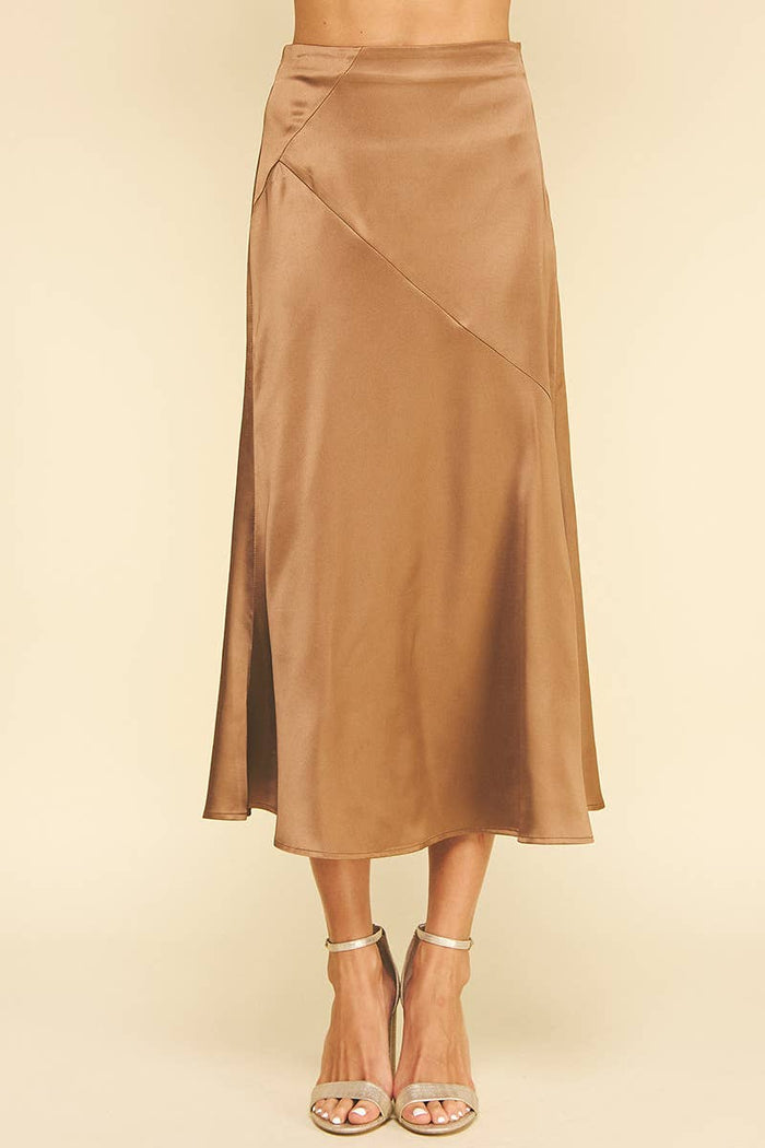 SLIKY BLOCK DETAILED MIDI SKIRTS - 6540SB: CAMEL / M