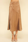 SLIKY BLOCK DETAILED MIDI SKIRTS - 6540SB: CAMEL / M