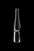 Centered, vertical close-up of the Silicone Wrapped Dab Straw with Glass Tip against a solid black background.