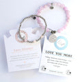 Stack Set- Mauve Jade Love You More Silver Charm Bracelet with Silver Mauve Jade Affirmations Bracelet