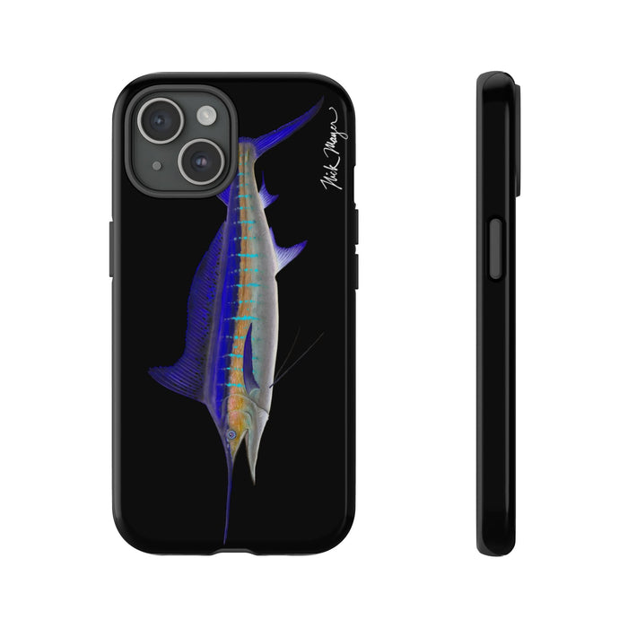 Striped Marlin Black iPhone 15 Case Printify