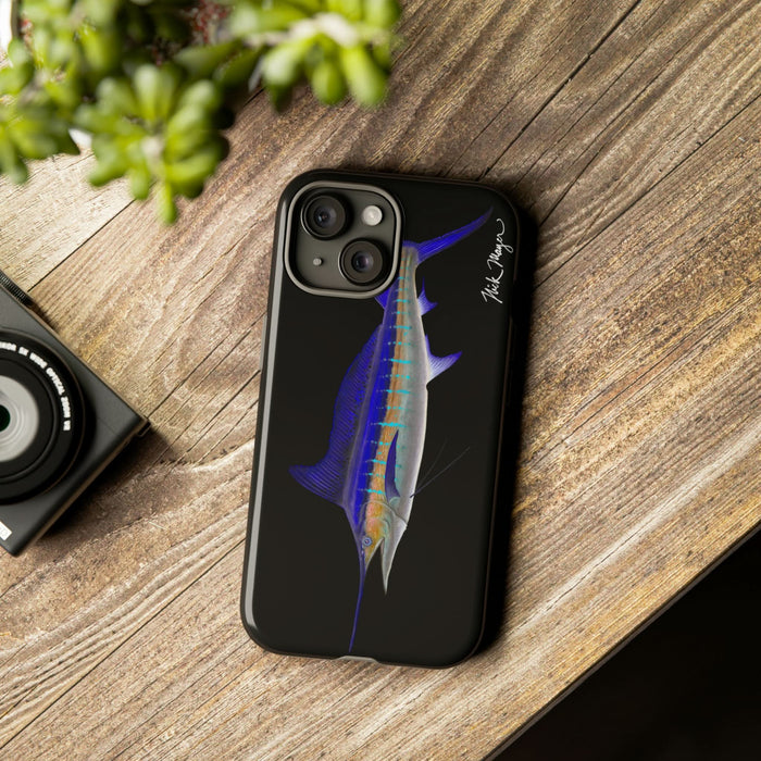 Striped Marlin Black iPhone 15 Case Printify