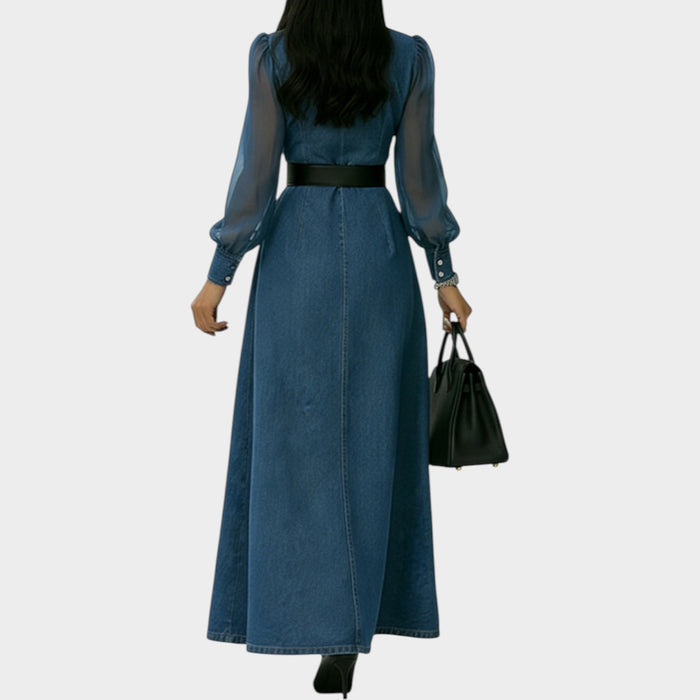 Structured Denim Maxi Dress