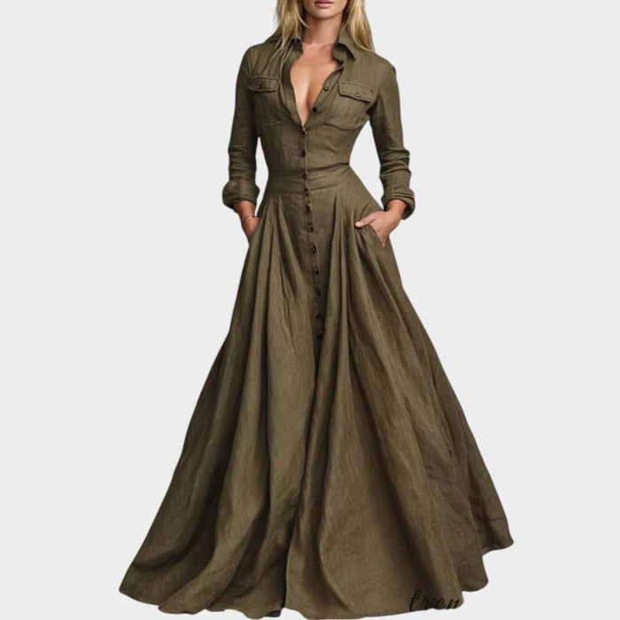 Tailored Collared Full-Length Gown
