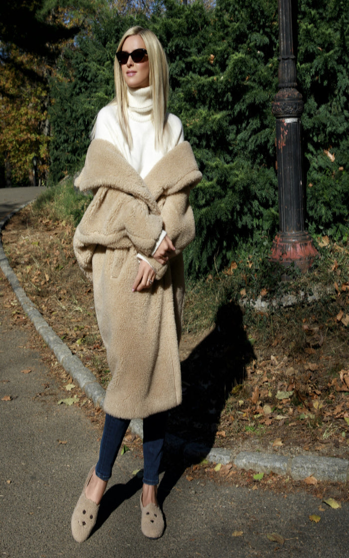 Nicky Hilton wearing teddy beige loafer