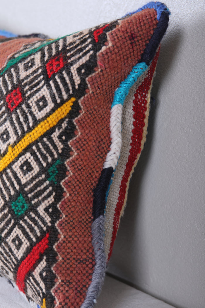 Vintage handmade moroccan kilim pillow 12.9 INCHES X 18.5 INCHES - kilim pillow