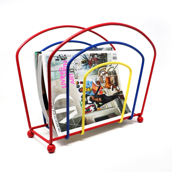 Vintage Postmodern Painted Magazine Rack