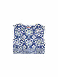 Walker Boxy Crop Top - Rosetta Tile Navy